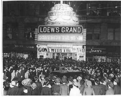 Lowe’s Grand Theater was site of the 1939 premiere of Gone with the Wind. It was built in 1893 and lost to fire in 1978.