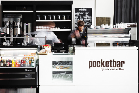 Octane Coffee’s new “PocketBar” at Bank of America Plaza.